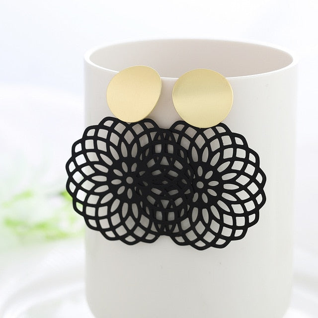 WYBU Summer Style Golden Drop Earrings For Women Geomatric Black