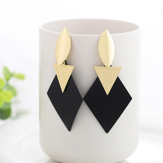 WYBU Summer Style Golden Drop Earrings For Women Geomatric Black