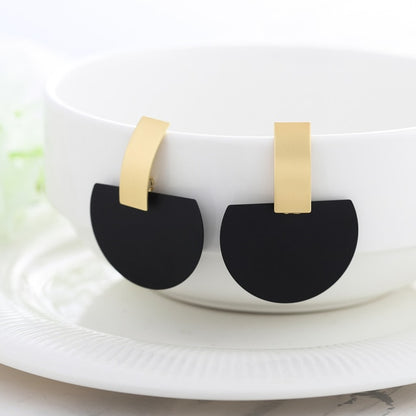 WYBU Summer Style Golden Drop Earrings For Women Geomatric Black