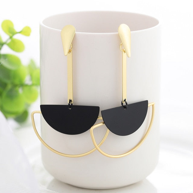 WYBU Summer Style Golden Drop Earrings For Women Geomatric Black