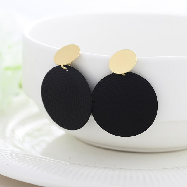 WYBU Summer Style Golden Drop Earrings For Women Geomatric Black