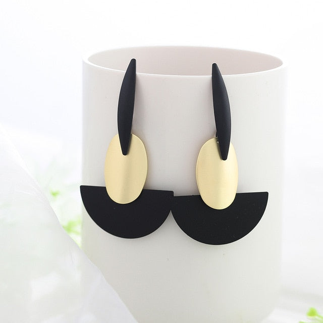 WYBU Summer Style Golden Drop Earrings For Women Geomatric Black