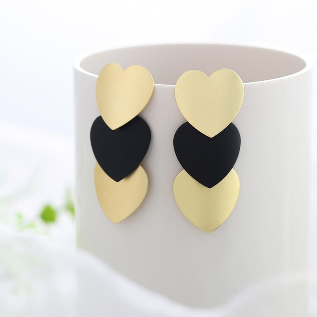 WYBU Summer Style Golden Drop Earrings For Women Geomatric Black