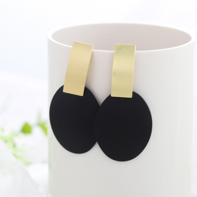 WYBU Summer Style Golden Drop Earrings For Women Geomatric Black