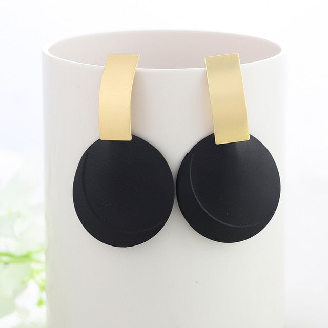WYBU Summer Style Golden Drop Earrings For Women Geomatric Black