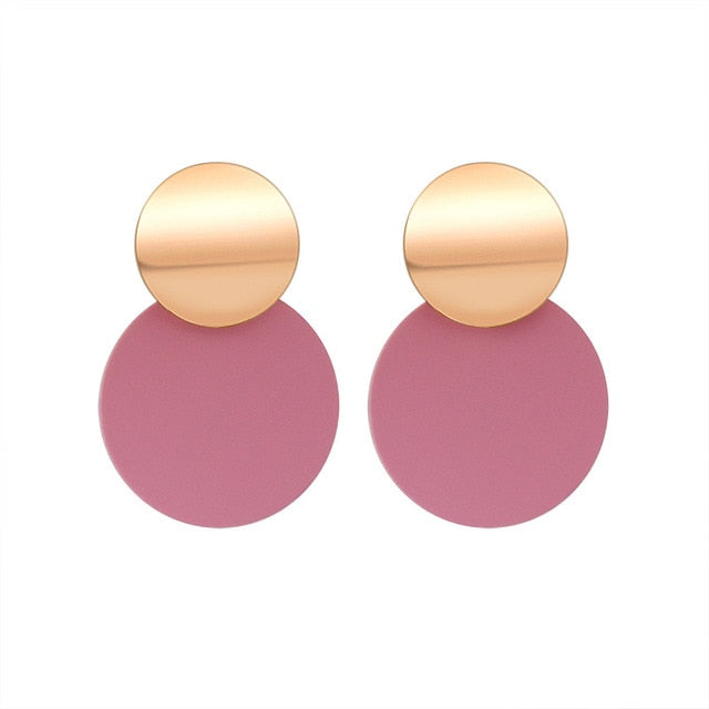 POXAM New Korean Statement Round Earrings For Women Geometric Gold