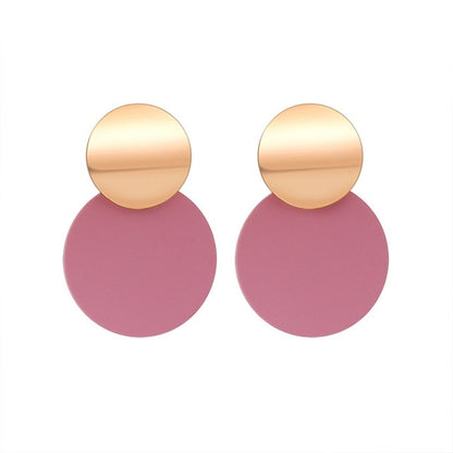 POXAM New Korean Statement Round Earrings For Women Geometric Gold