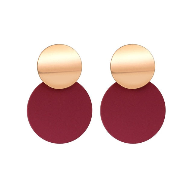 POXAM New Korean Statement Round Earrings For Women Geometric Gold