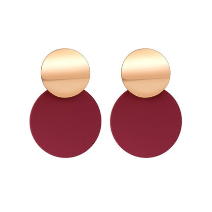 POXAM New Korean Statement Round Earrings For Women Geometric Gold