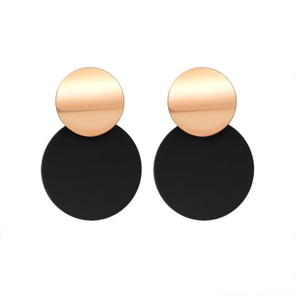 POXAM New Korean Statement Round Earrings For Women Geometric Gold