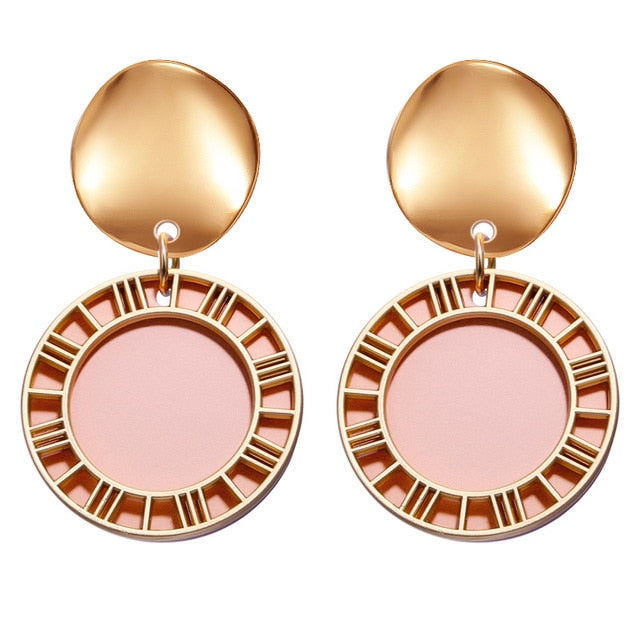 POXAM New Korean Statement Round Earrings For Women Geometric Gold