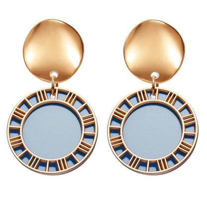POXAM New Korean Statement Round Earrings For Women Geometric Gold