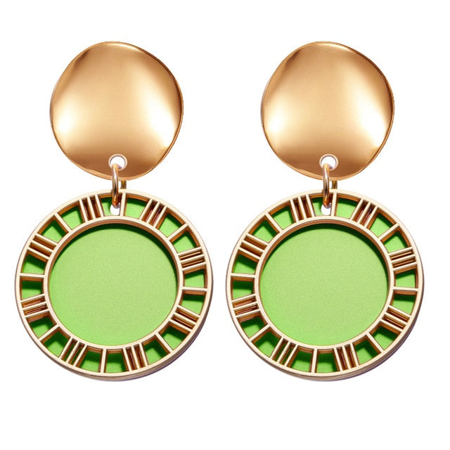 POXAM New Korean Statement Round Earrings For Women Geometric Gold