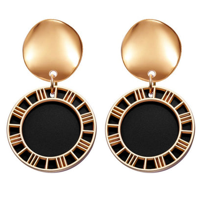 POXAM New Korean Statement Round Earrings For Women Geometric Gold
