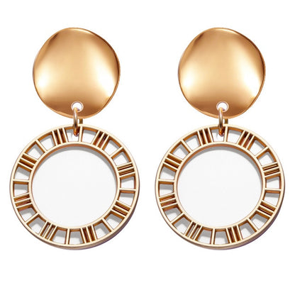 POXAM New Korean Statement Round Earrings For Women Geometric Gold
