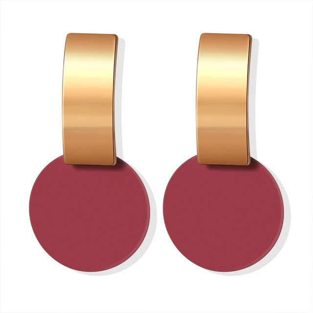 POXAM New Korean Statement Round Earrings For Women Geometric Gold