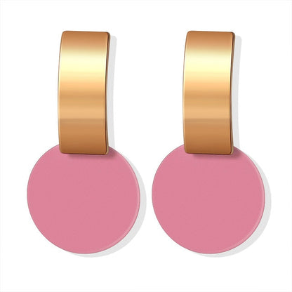 POXAM New Korean Statement Round Earrings For Women Geometric Gold