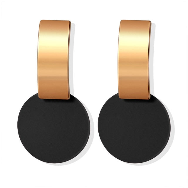 POXAM New Korean Statement Round Earrings For Women Geometric Gold