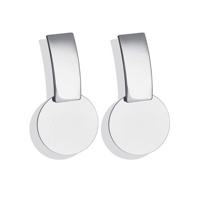 POXAM New Korean Statement Round Earrings For Women Geometric Gold