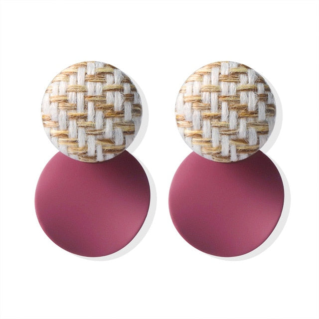 POXAM New Korean Statement Round Earrings For Women Geometric Gold