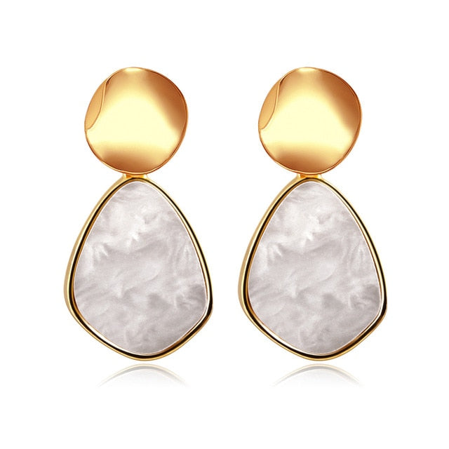 POXAM New Korean Statement Round Earrings For Women Geometric Gold