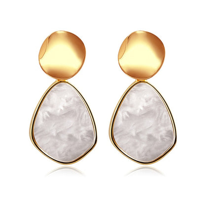 POXAM New Korean Statement Round Earrings For Women Geometric Gold