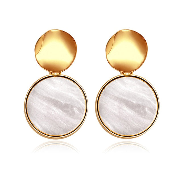 POXAM New Korean Statement Round Earrings For Women Geometric Gold