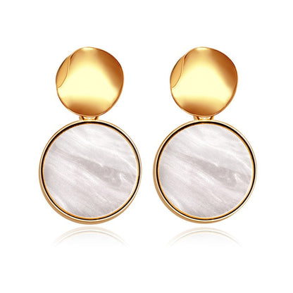 POXAM New Korean Statement Round Earrings For Women Geometric Gold