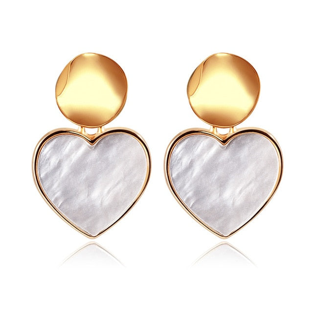 POXAM New Korean Statement Round Earrings For Women Geometric Gold