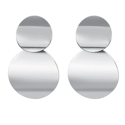 POXAM New Korean Statement Round Earrings For Women Geometric Gold