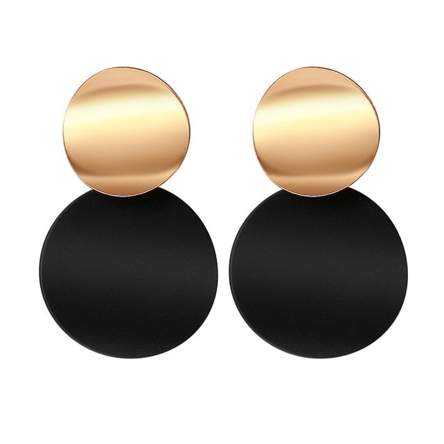 POXAM New Korean Statement Round Earrings For Women Geometric Gold
