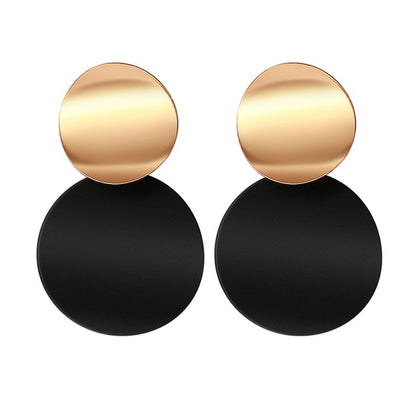 POXAM New Korean Statement Round Earrings For Women Geometric Gold