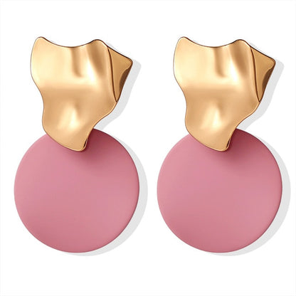 POXAM New Korean Statement Round Earrings For Women Geometric Gold