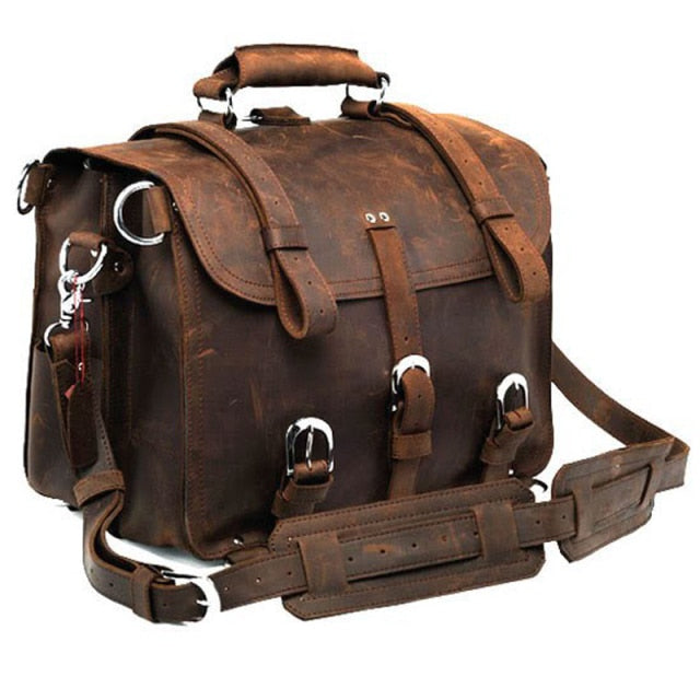 Vintage Crazy horse Genuine Leather Men Travel Bags Luggage Travel Bag Leather Men
