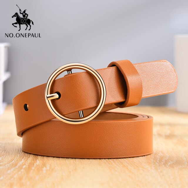 NO.ONEPAUL women belt Genuine Leather New Punk style fashion Pin Buckle jeans Decorative Belt Chain luxury brand belts for women