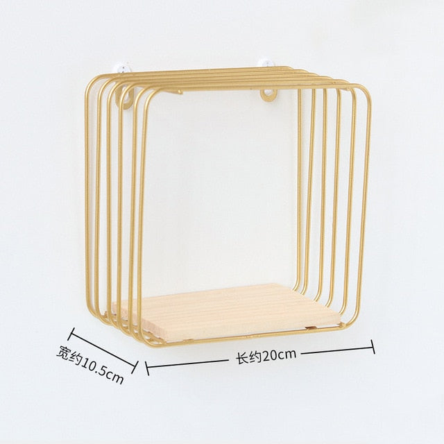 Nordic Iron Hexagonal Grid Wall Storage rack Shelf Wall Hanging Geometric Figure Wall Decoration Living Room decorative shelf