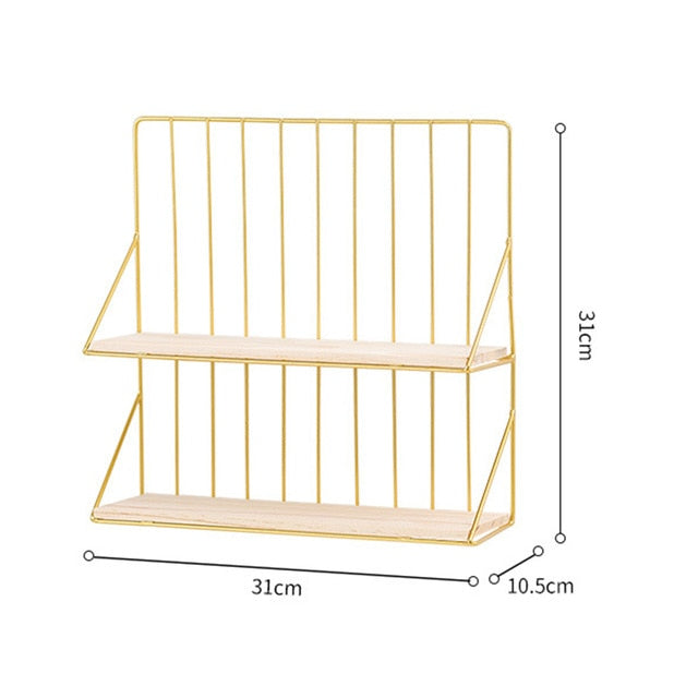 Nordic Iron Hexagonal Grid Wall Storage rack Shelf Wall Hanging Geometric Figure Wall Decoration Living Room decorative shelf