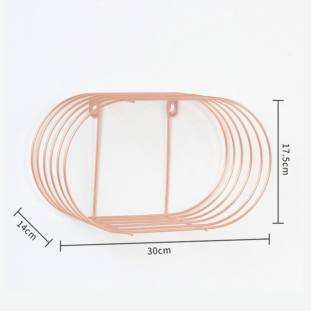 Nordic Iron Hexagonal Grid Wall Storage rack Shelf Wall Hanging Geometric Figure Wall Decoration Living Room decorative shelf