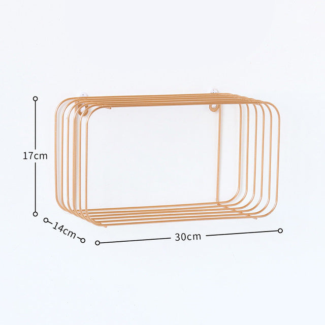 Nordic Iron Hexagonal Grid Wall Storage rack Shelf Wall Hanging Geometric Figure Wall Decoration Living Room decorative shelf