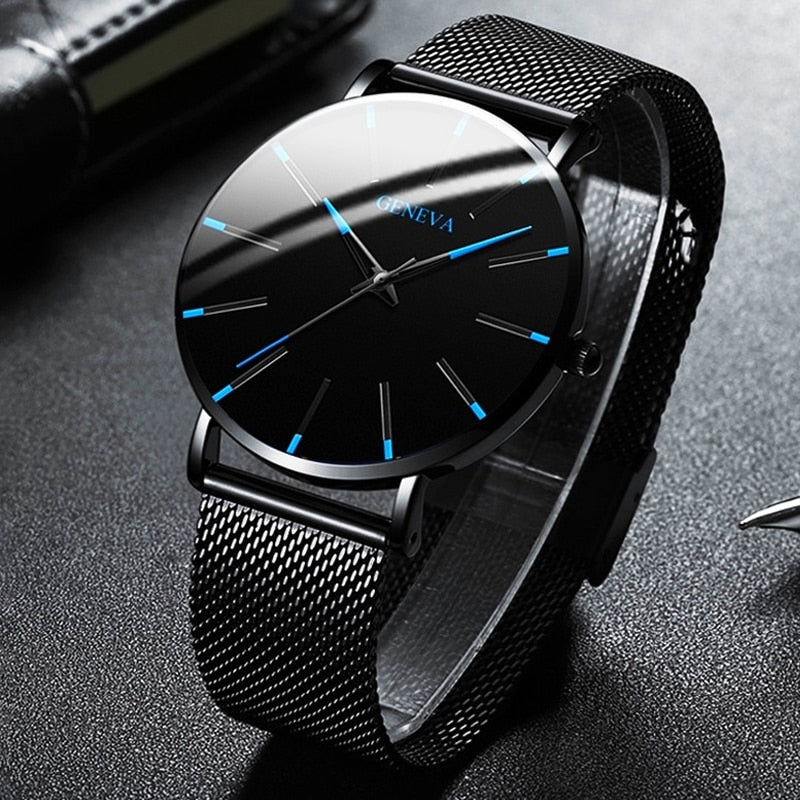 2020 Minimalist Men's Fashion Ultra Thin Watches Simple Men Business Stainless