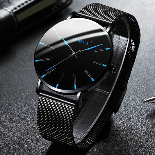 2020 Minimalist Men's Fashion Ultra Thin Watches Simple Men Business Stainless