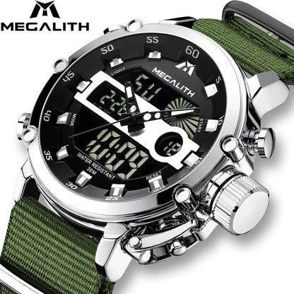 Relogio Masculino MEGALITH Sport Waterproof Watches Men Luminous Dual Display Alarm