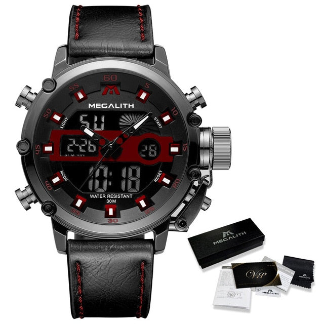 Relogio Masculino MEGALITH Sport Waterproof Watches Men Luminous Dual Display Alarm