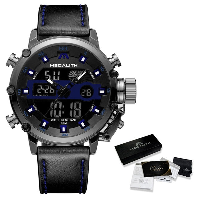 Relogio Masculino MEGALITH Sport Waterproof Watches Men Luminous Dual Display Alarm