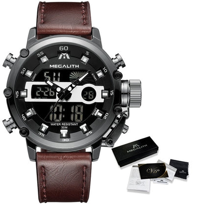Relogio Masculino MEGALITH Sport Waterproof Watches Men Luminous Dual Display Alarm