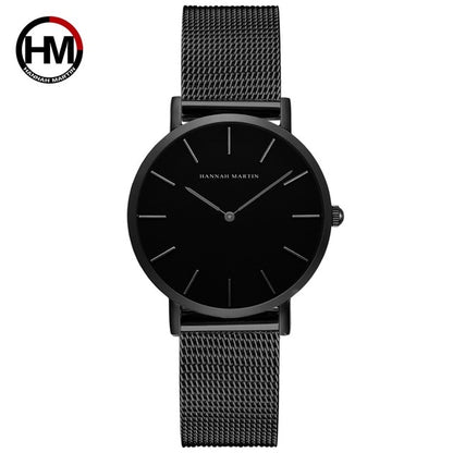 Japan Quartz Movement High Quality 36mm hannah Martin Women Stainless Steel Mesh