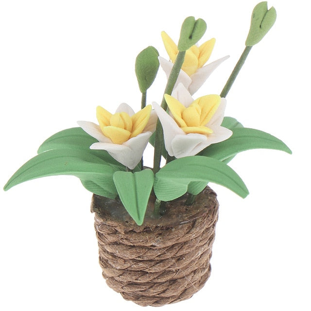 Mini Fruits Basket Broom Oil Lamp Table Treasure Box Potted Plant Flowers