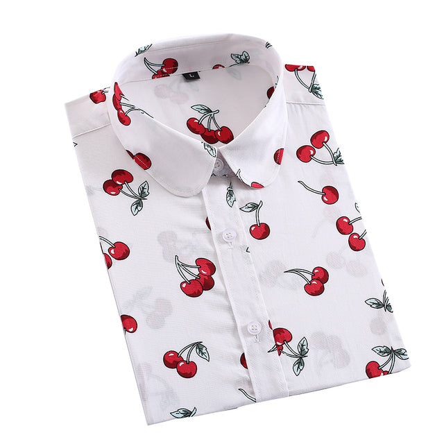 Dioufond Floral Shirts Women Blouses Blouse Cotton Blusa Feminina Long Sleeve Shirt