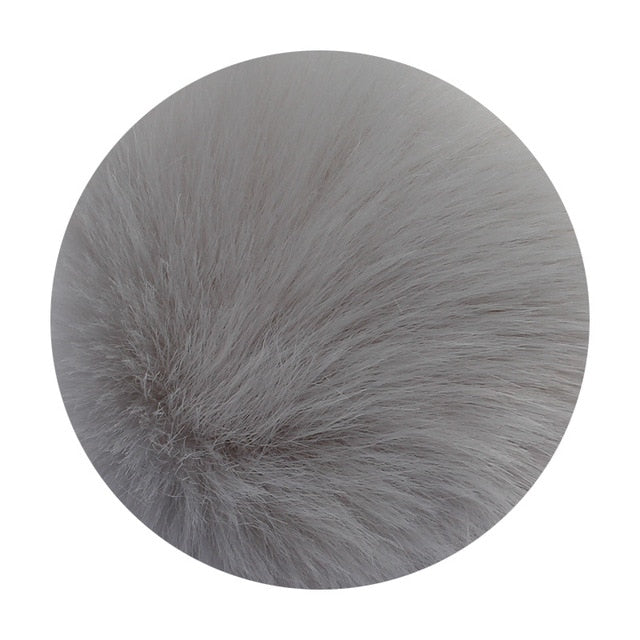 REGELIN 8cm Fake Fur Lovely Fluffy Pompom Brand Bag Keychain Car Keyring Silver color Chains Keychain Fashion Women Jewelry Gift