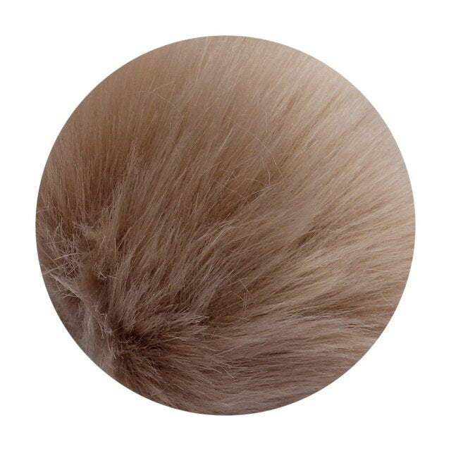 REGELIN 8cm Fake Fur Lovely Fluffy Pompom Brand Bag Keychain Car Keyring Silver color Chains Keychain Fashion Women Jewelry Gift